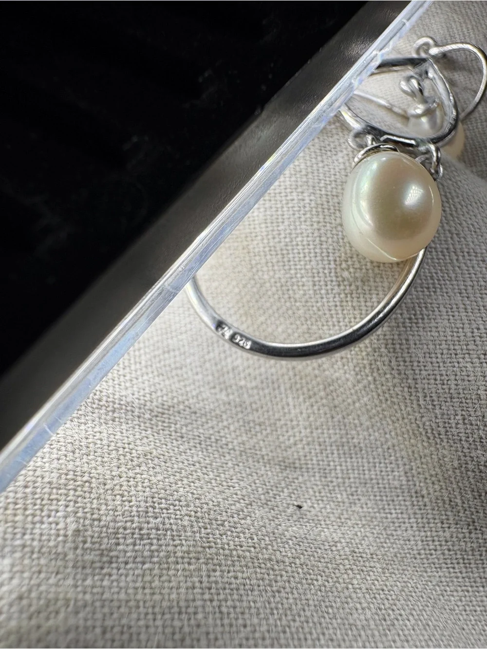 Vintage Sterling Silver Double Teardrop Pearl Dangle Earrings - White Pearls